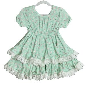 NWT Handmade Girls 4T Floral Eyelet Twirl Dress Spring